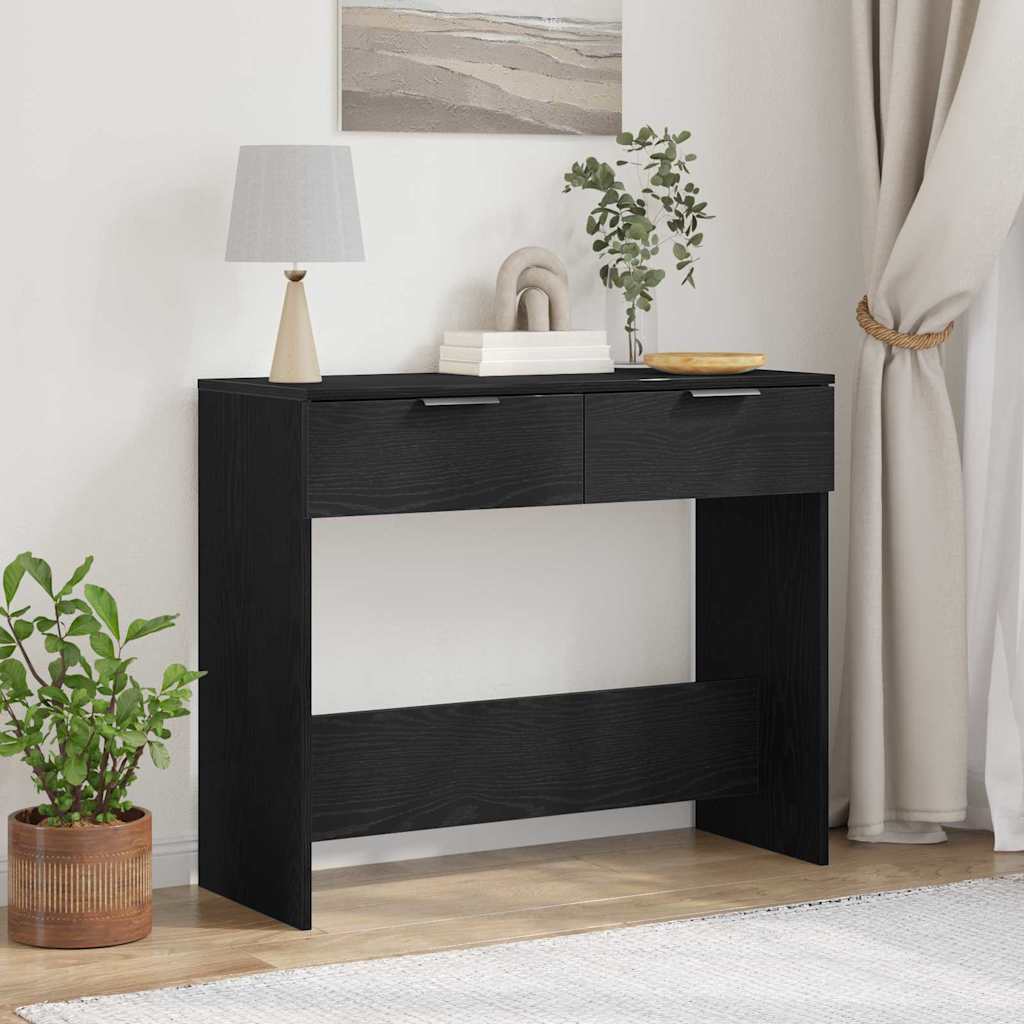 Konsoles galds melns ozols 90 x 36 x 75 cm Inženierijas koks