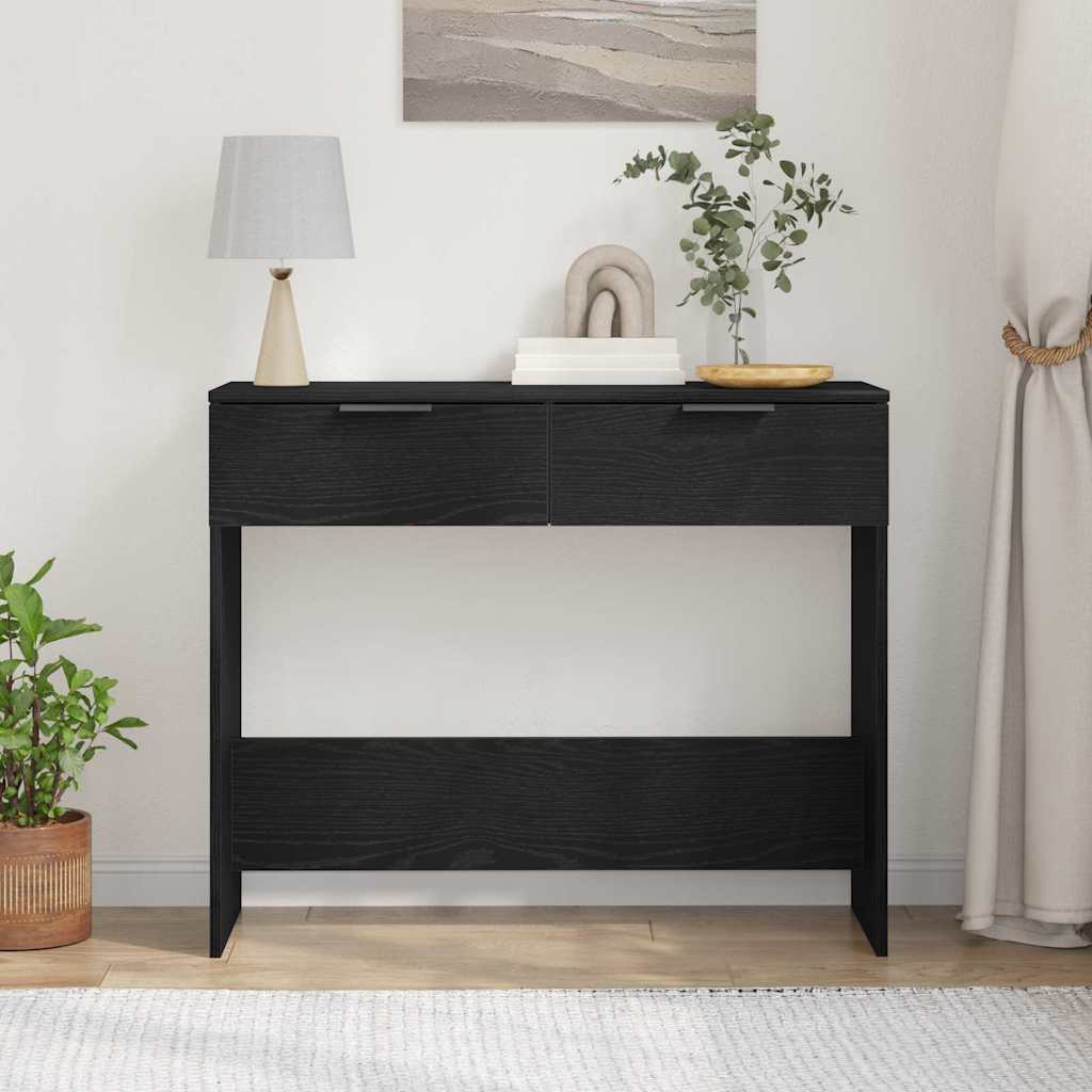Konsoles galds melns ozols 90 x 36 x 75 cm Inženierijas koks
