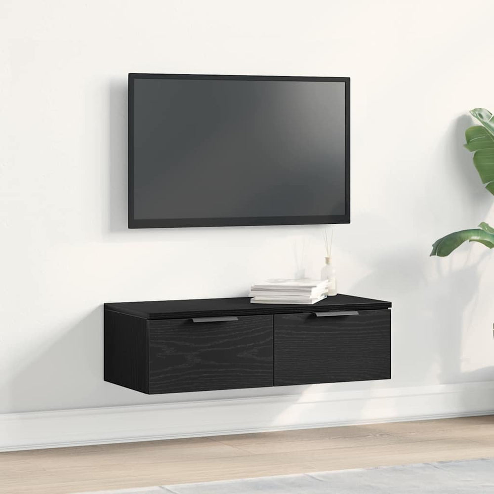 Juodasis ąžuolo sieninis spintas 68x30x20 cm Pagamintas iš inžinerinės medienos
