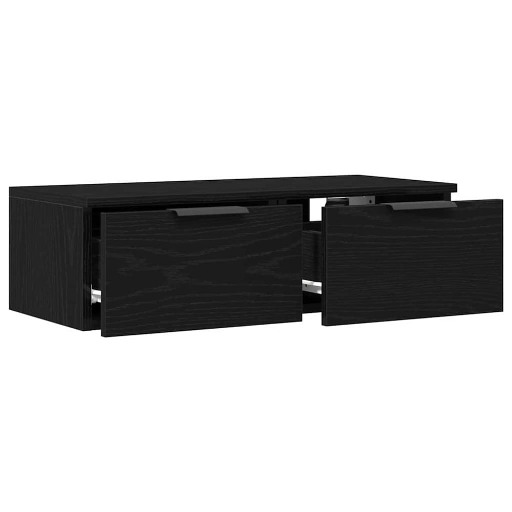 Juodasis ąžuolo sieninis spintas 68x30x20 cm Pagamintas iš inžinerinės medienos