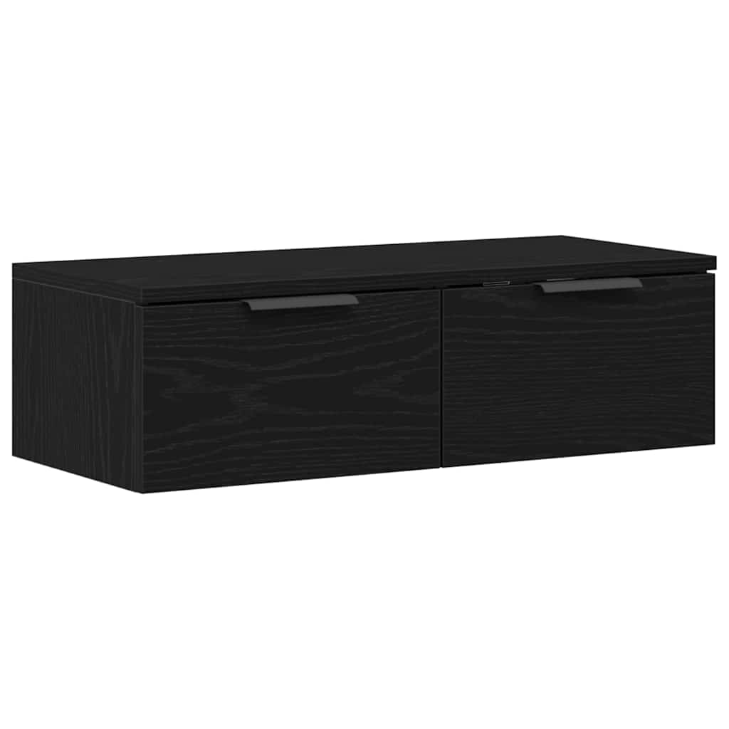 Juodasis ąžuolo sieninis spintas 68x30x20 cm Pagamintas iš inžinerinės medienos