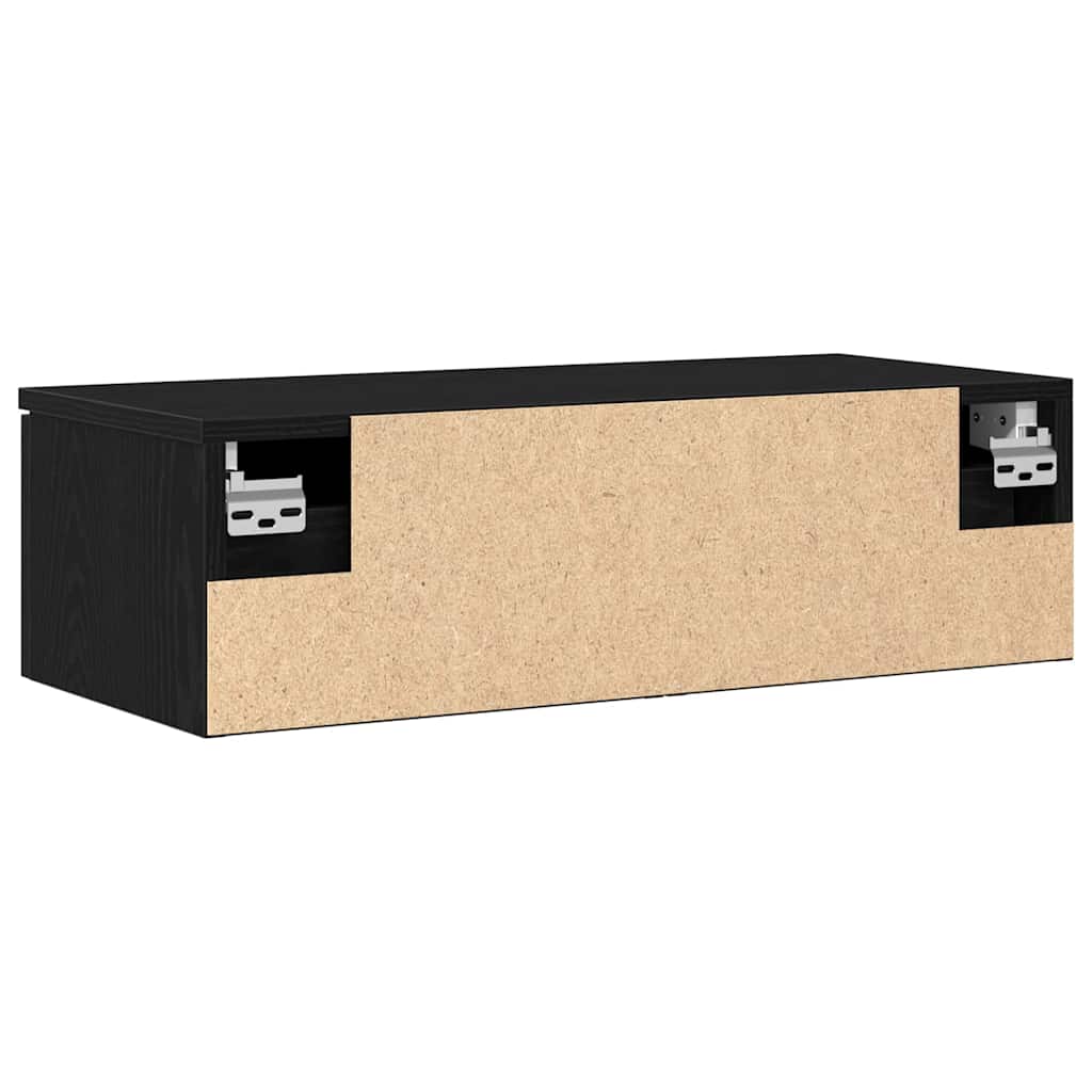 Juodasis ąžuolo sieninis spintas 68x30x20 cm Pagamintas iš inžinerinės medienos