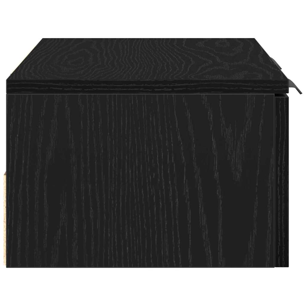 Juodasis ąžuolo sieninis spintas 68x30x20 cm Pagamintas iš inžinerinės medienos