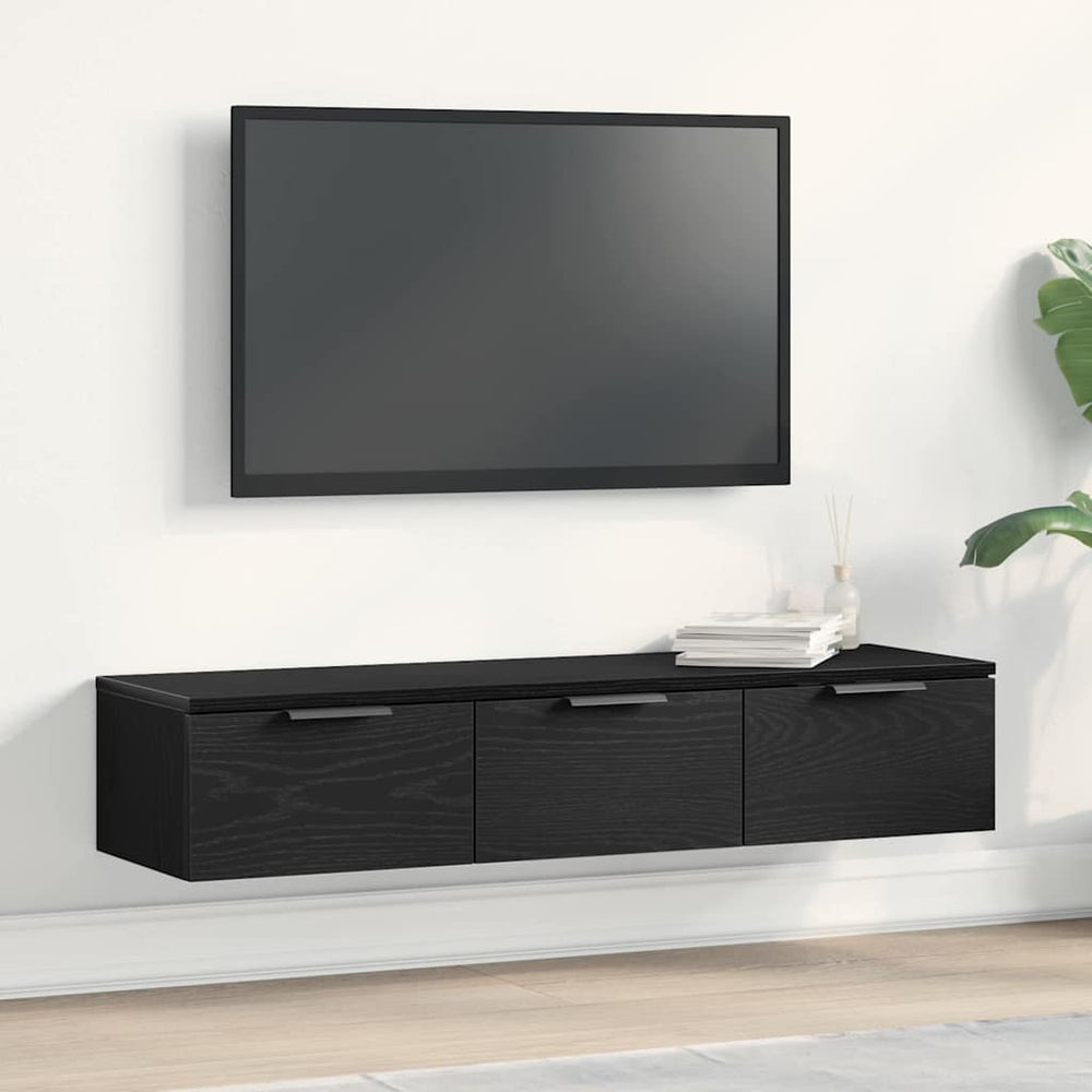 Juodo ąžuolo sieninis spintelė 102x30x20 cm, pagaminta iš inžinerinės medienos