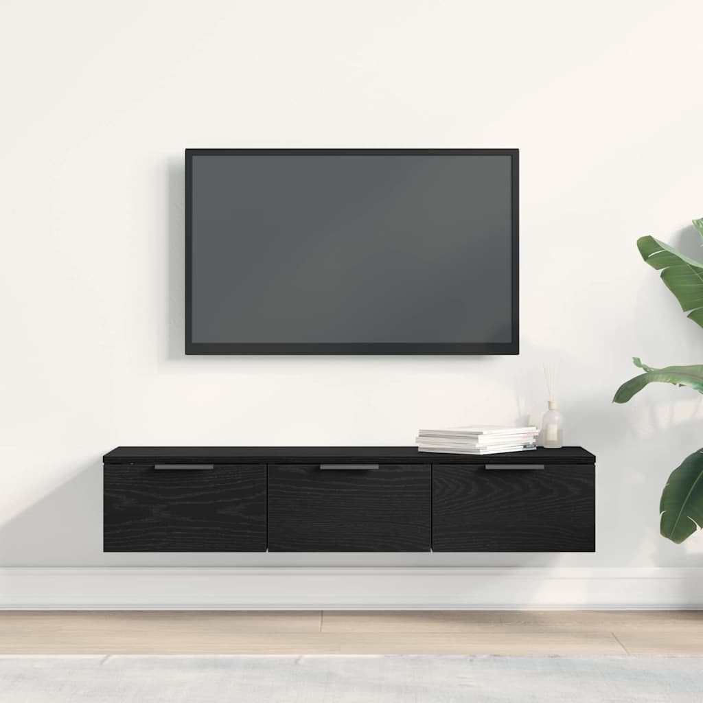 Juodo ąžuolo sieninis spintelė 102x30x20 cm, pagaminta iš inžinerinės medienos