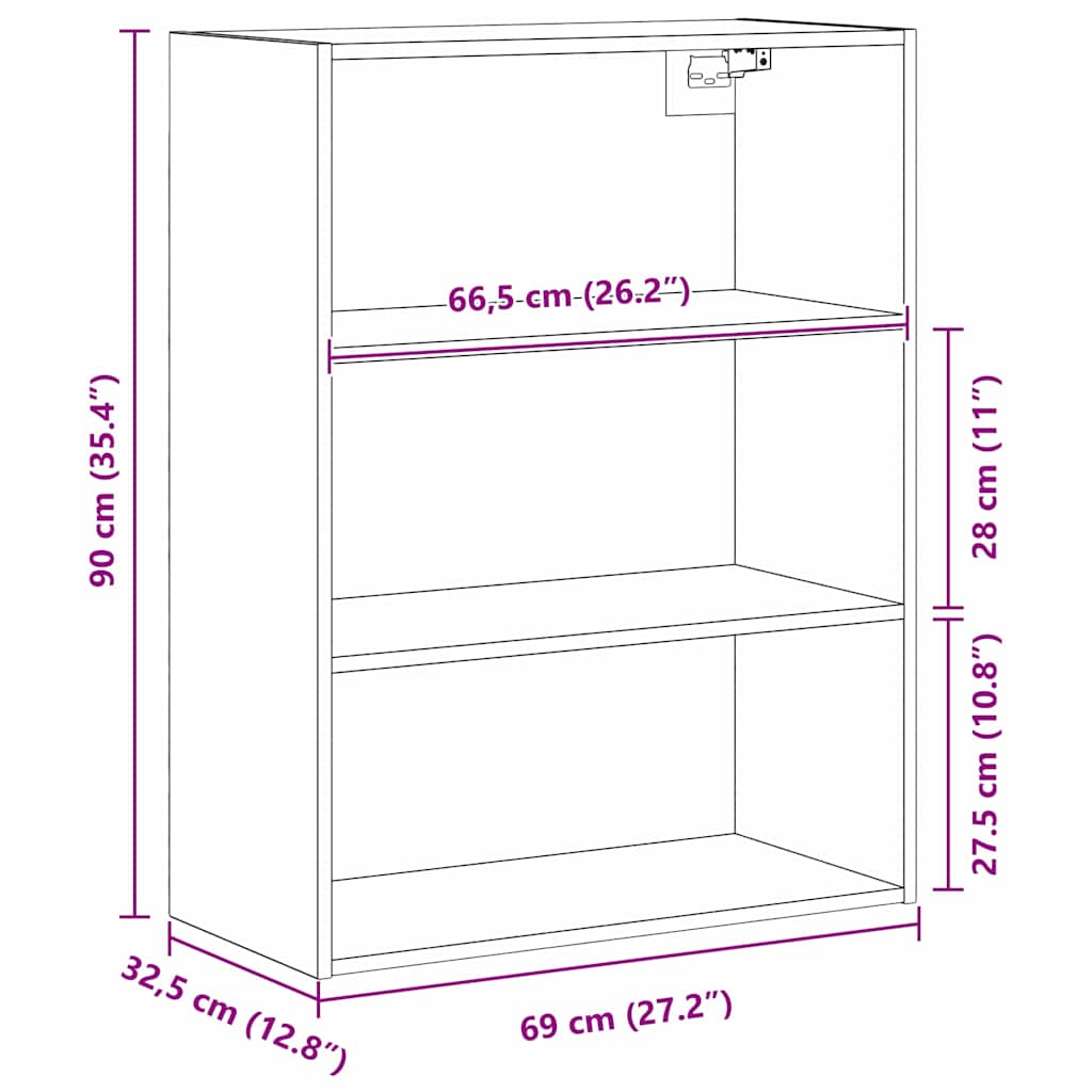 Kumodes bufete Melns ozols 69,5 x 32,5 x 90 cm