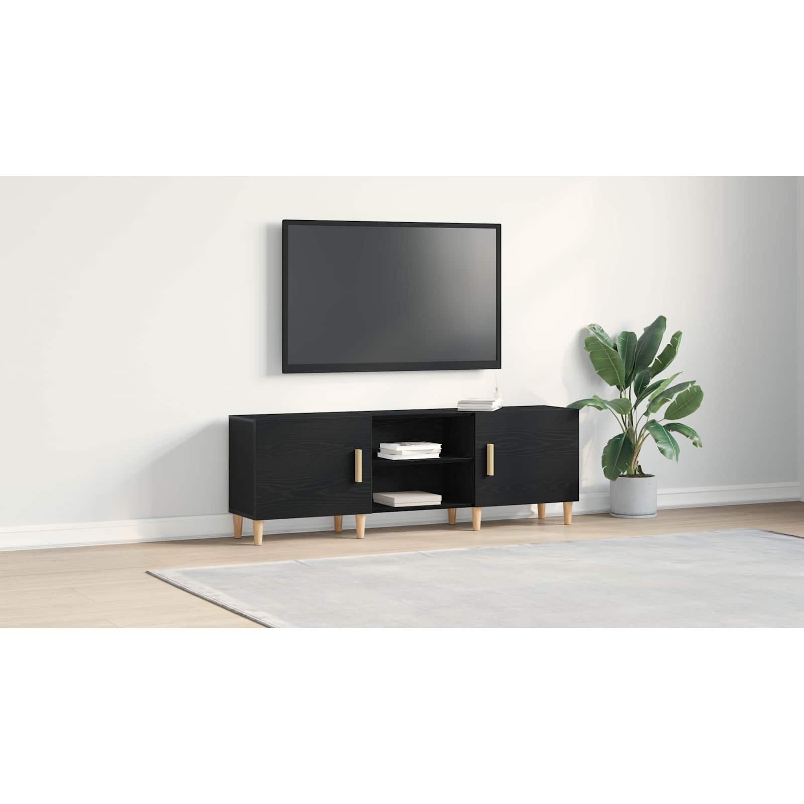 TV kabinetas juoda ąžuolo 150 x 30 x 50 cm Apdirbta mediena