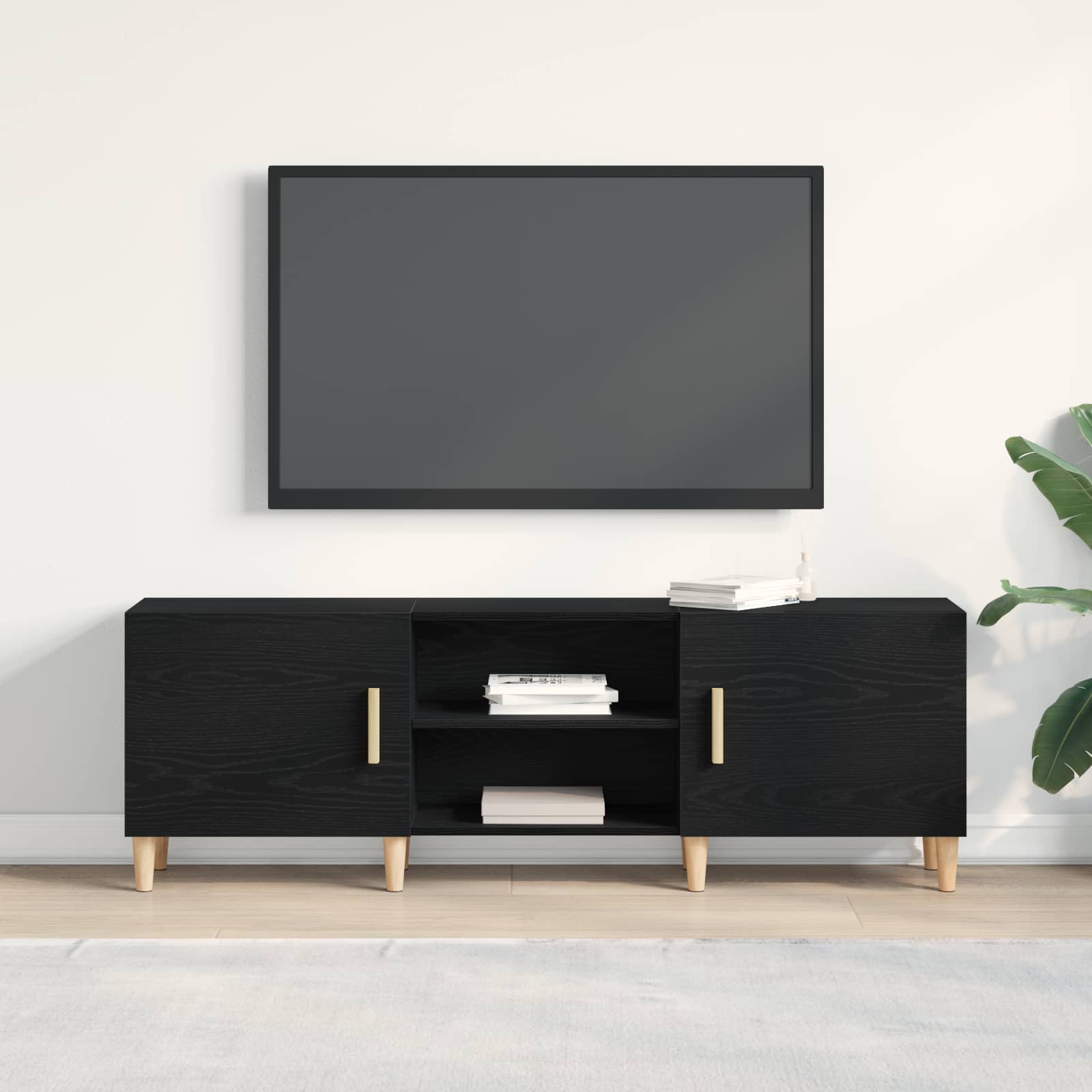 TV kabinetas juoda ąžuolo 150 x 30 x 50 cm Apdirbta mediena