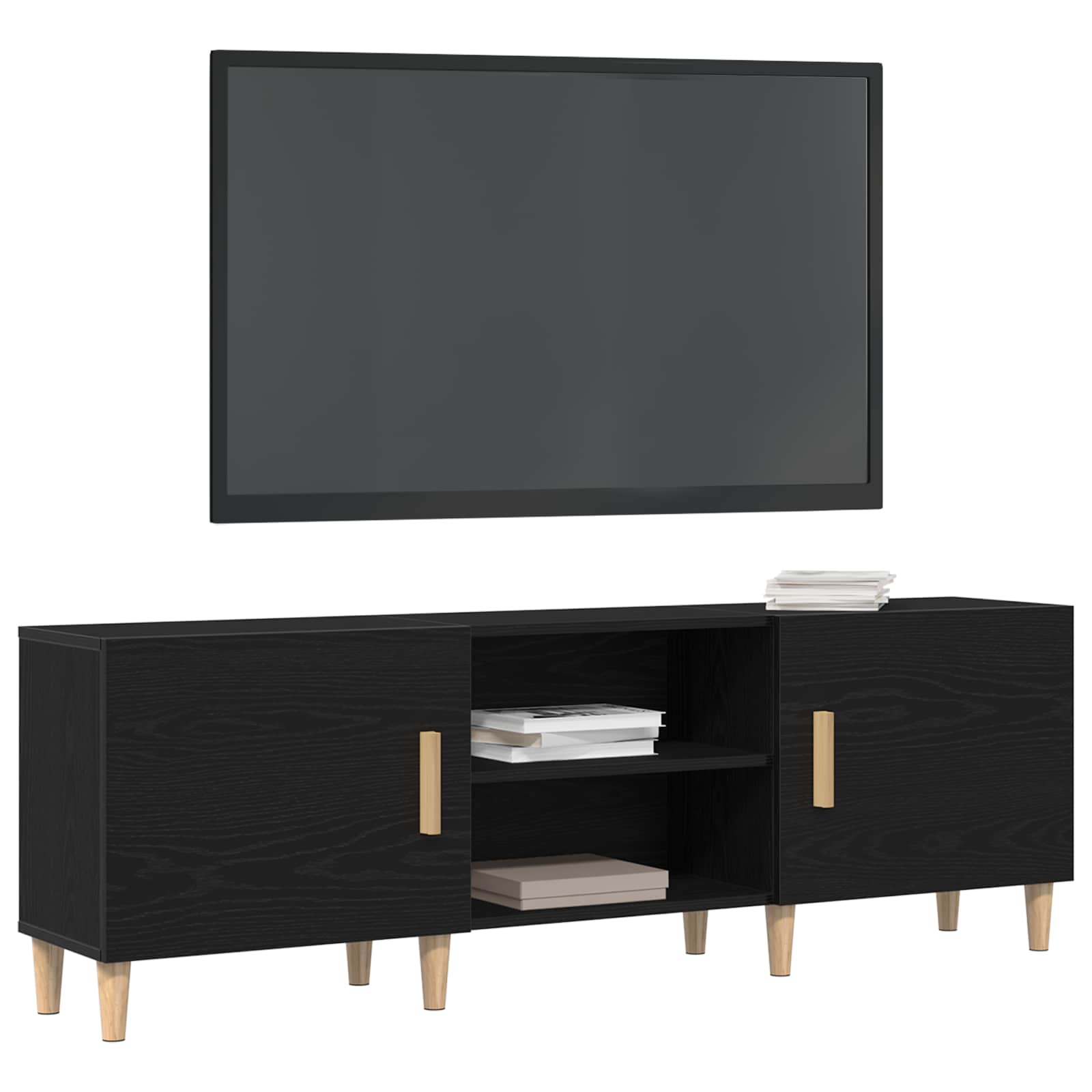 TV kabinetas juoda ąžuolo 150 x 30 x 50 cm Apdirbta mediena