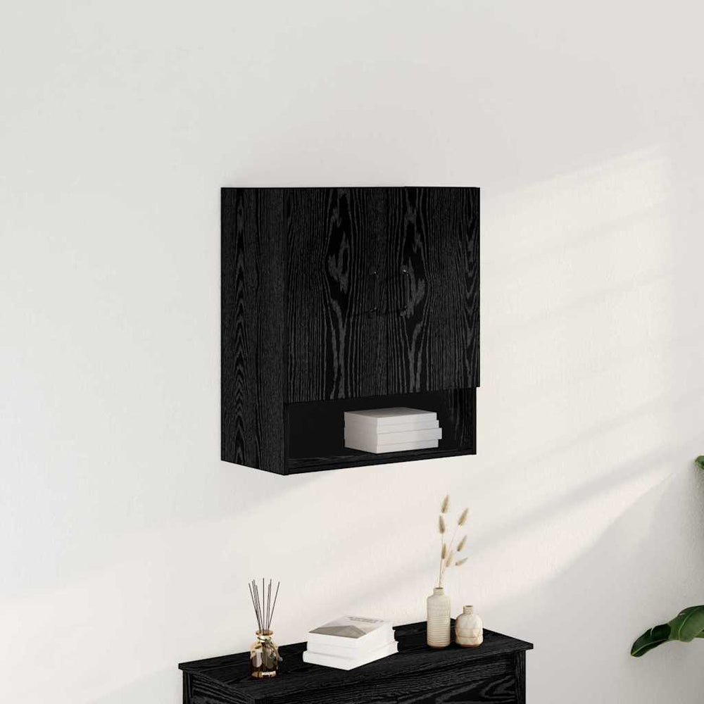 Juodas sieninis spintas 60x30x70 cm, pagamintas iš inžinerinės medienos