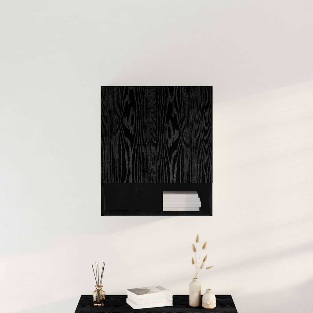 Juodas sieninis spintas 60x30x70 cm, pagamintas iš inžinerinės medienos