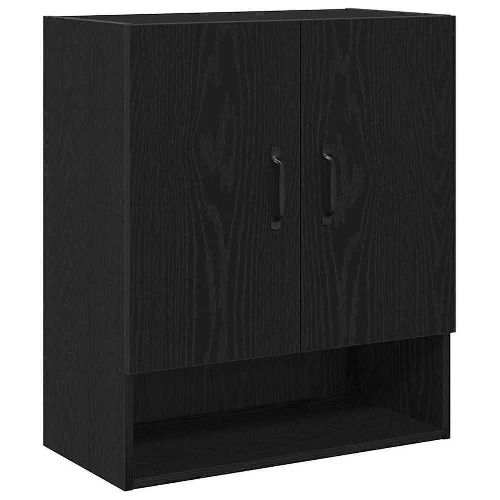 Juodas sieninis spintas 60x30x70 cm, pagamintas iš inžinerinės medienos