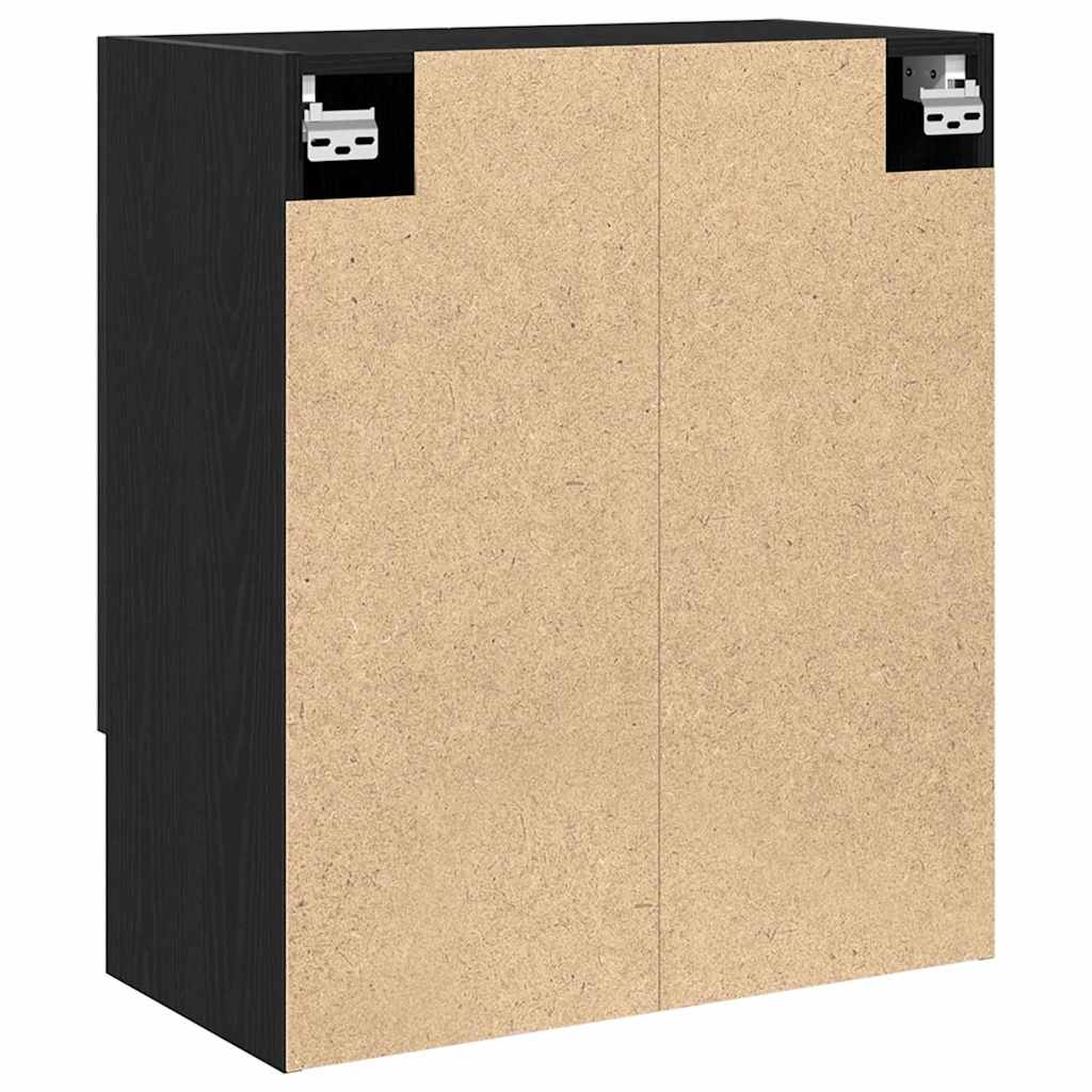 Juodas sieninis spintas 60x30x70 cm, pagamintas iš inžinerinės medienos