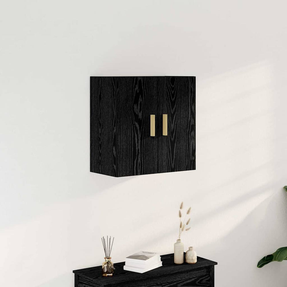 Juodo ąžuolo sieninis spintelis - 60x30x60 cm, pagamintas iš inžinerinės medienos