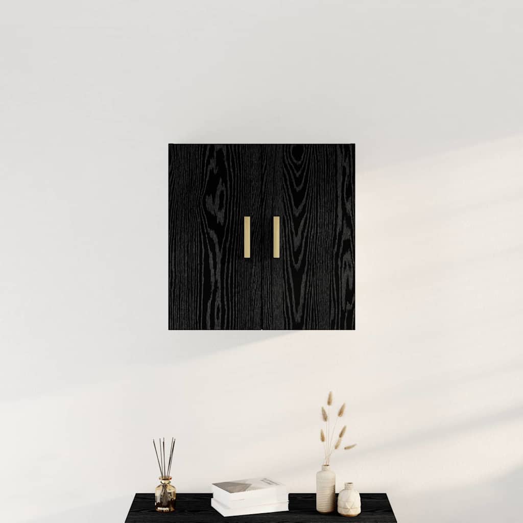 Juodo ąžuolo sieninis spintelis - 60x30x60 cm, pagamintas iš inžinerinės medienos