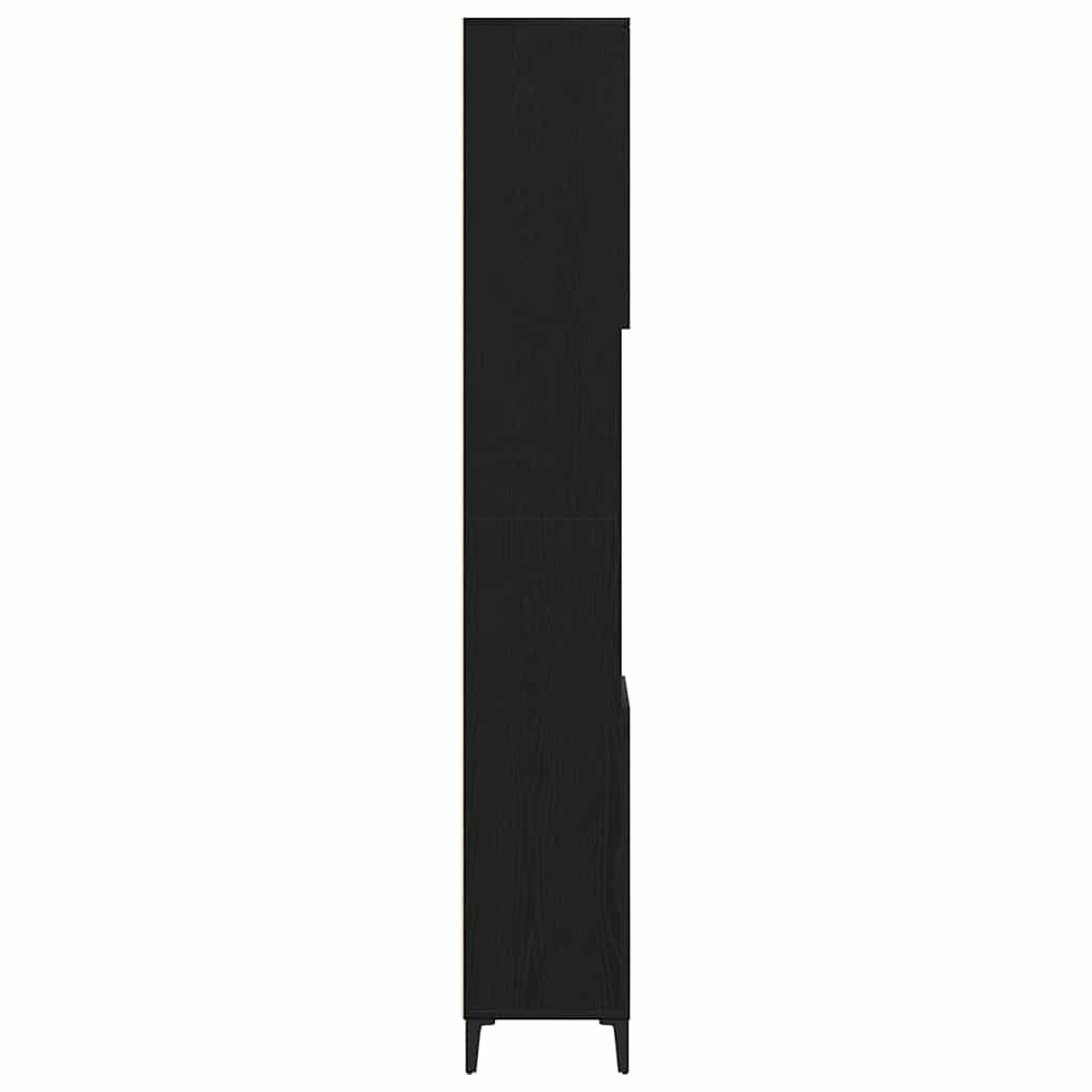 Bathroom Cabinet with Shelf Black Oak 30 x 30 x 190 cm