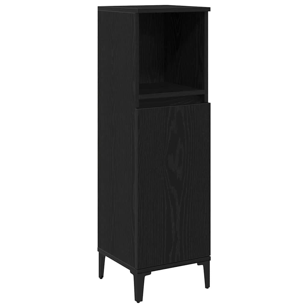 Vannas istabas skapītis ar plauktu melnā ozola krāsā 30 x 30 x 100 cm