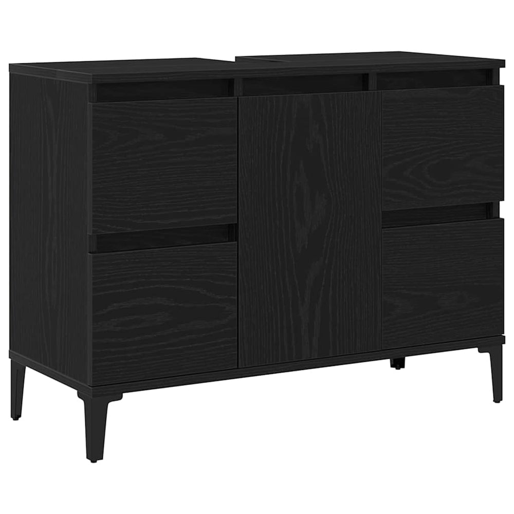 Juoda vonios kriauklės spintelė 80x33x60 cm, pagaminta iš medžio