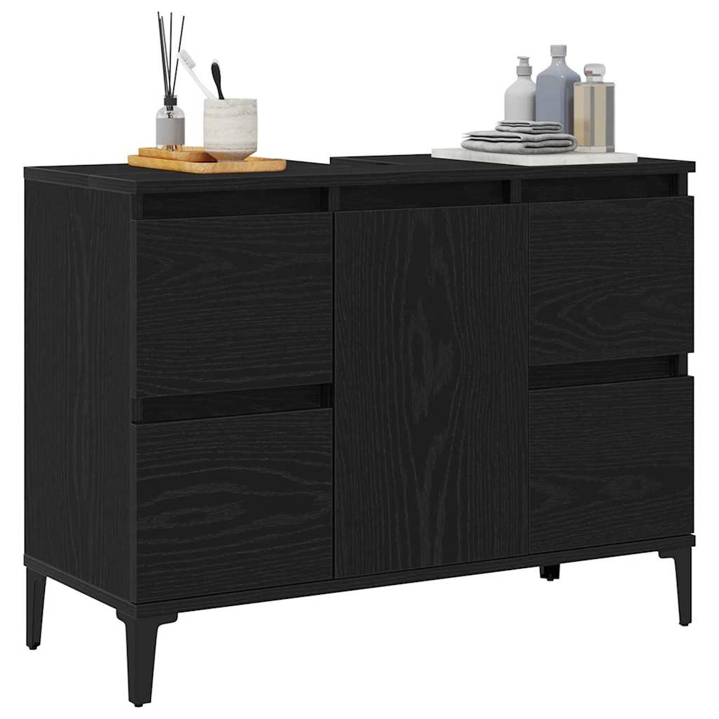 Juoda vonios kriauklės spintelė 80x33x60 cm, pagaminta iš medžio