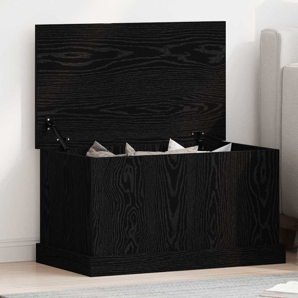 Storage box black oak 70 x 40 x 28 cm Engineered wood