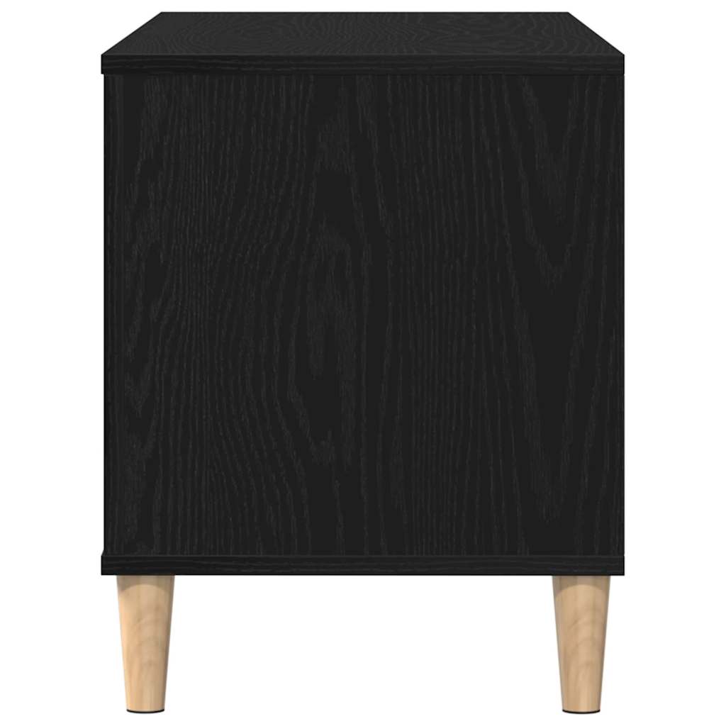 Plokštelių spintelė su lentyna juoda ąžuolo 100 x 38 x 48 cm