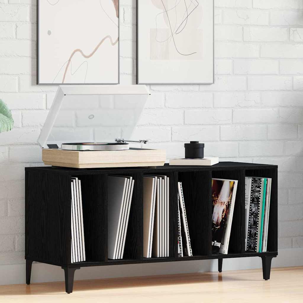 juodas ąžuolas įrašų spinta - 100x38x48 cm, pagaminta iš inžinerinės medienos