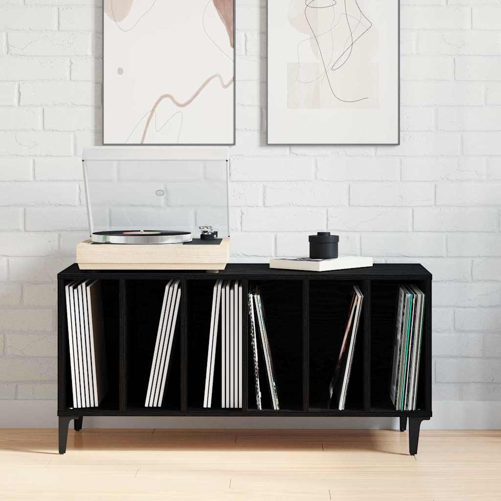 juodas ąžuolas įrašų spinta - 100x38x48 cm, pagaminta iš inžinerinės medienos
