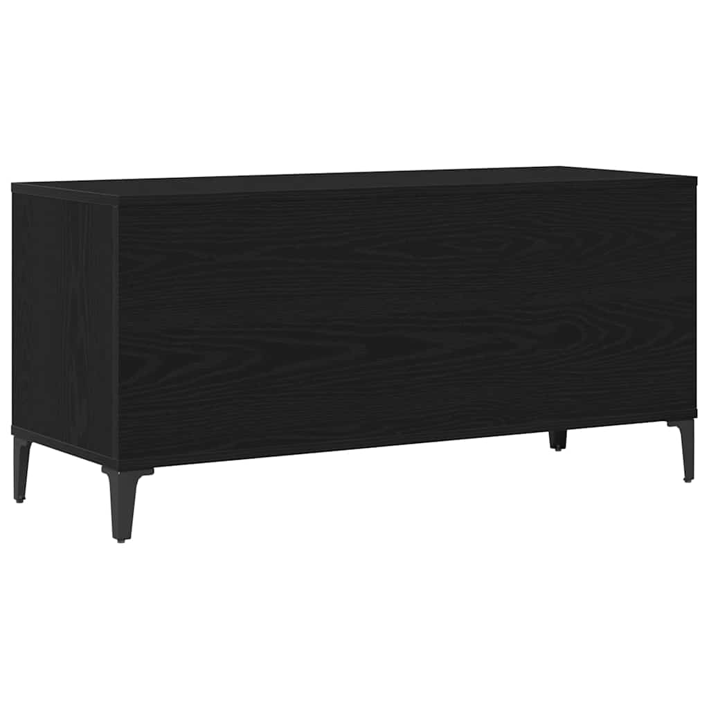 Vinila plākšņu skapītis ar plauktu, melns ozolkoka, 100 x 38 x 48 cm
