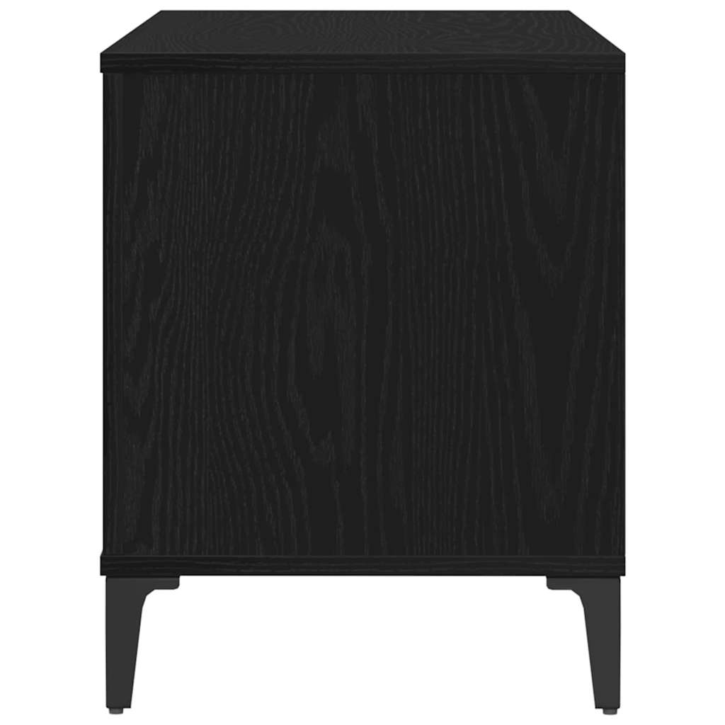 Vinila plākšņu skapītis ar plauktu, melns ozolkoka, 100 x 38 x 48 cm