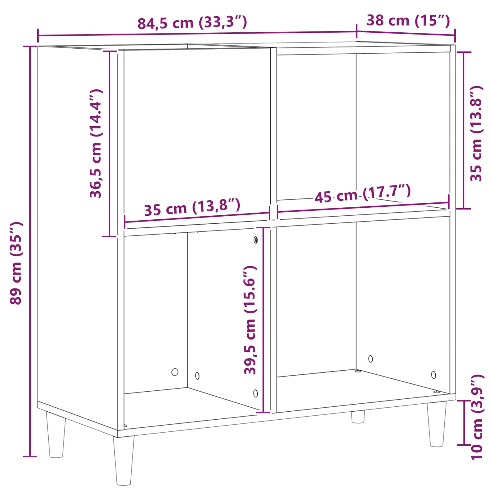 Vinila platešu skapītis ar plauktu, melns ozols, 84,5 x 38 x 89 cm