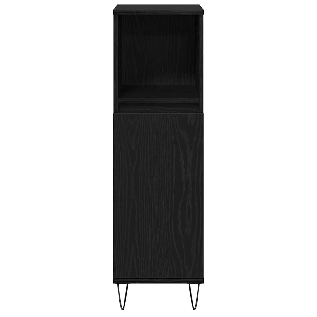 Bathroom Cabinet with Storage Black Oak 30 x 30 x 100 cm