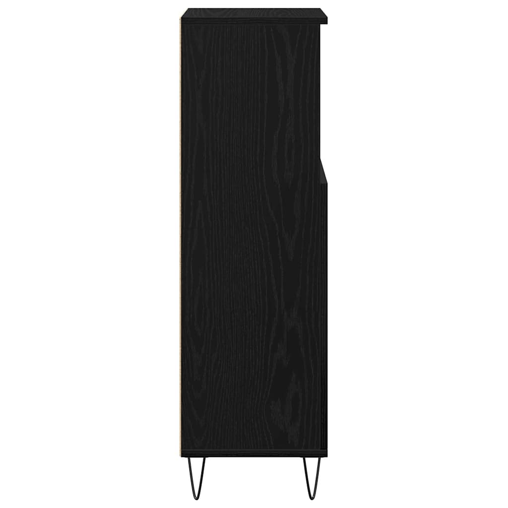 Bathroom Cabinet with Storage Black Oak 30 x 30 x 100 cm