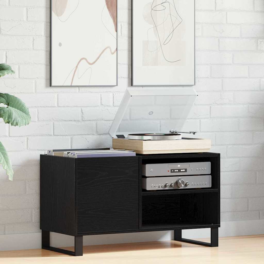 Record cabinet with shelf Black oak 85 x 38 x 48 cm