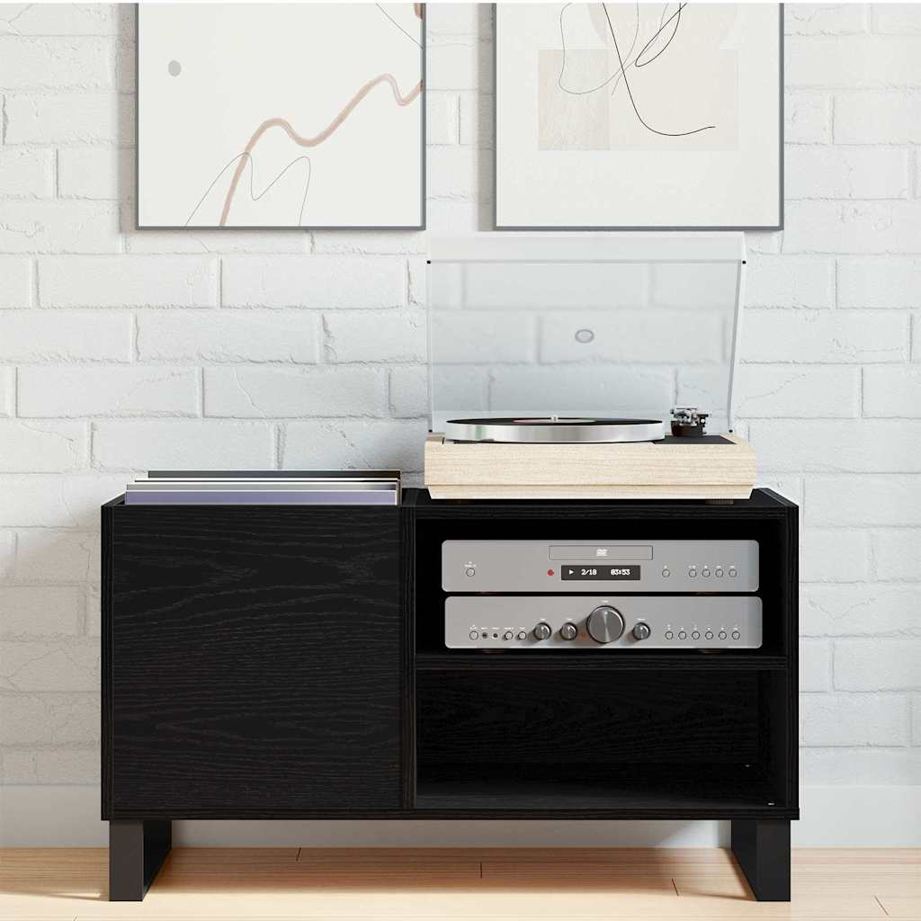 Record cabinet with shelf Black oak 85 x 38 x 48 cm