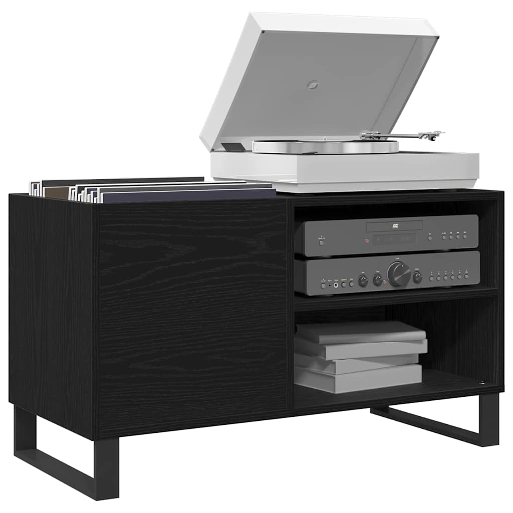 Record cabinet with shelf Black oak 85 x 38 x 48 cm