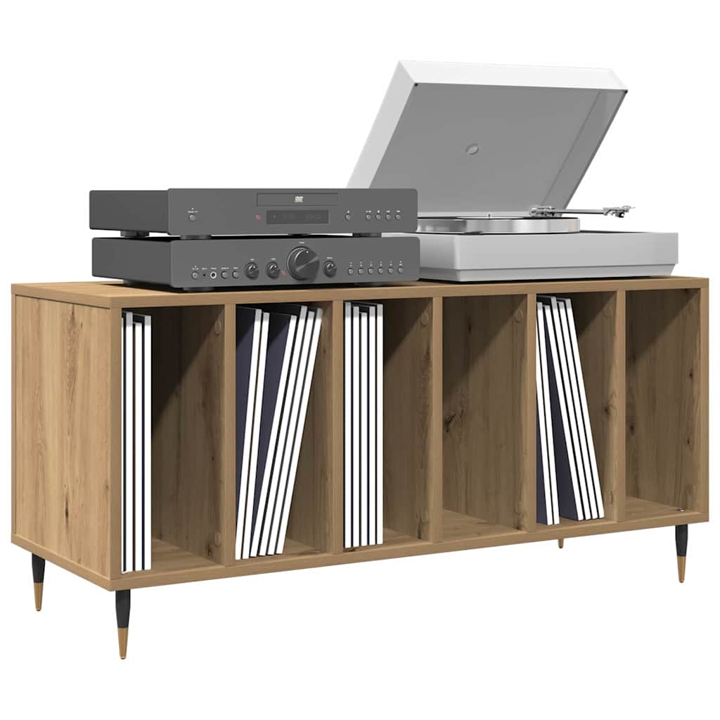 Artisan oak record cabinet with shelf 100 x 38 x 48 cm