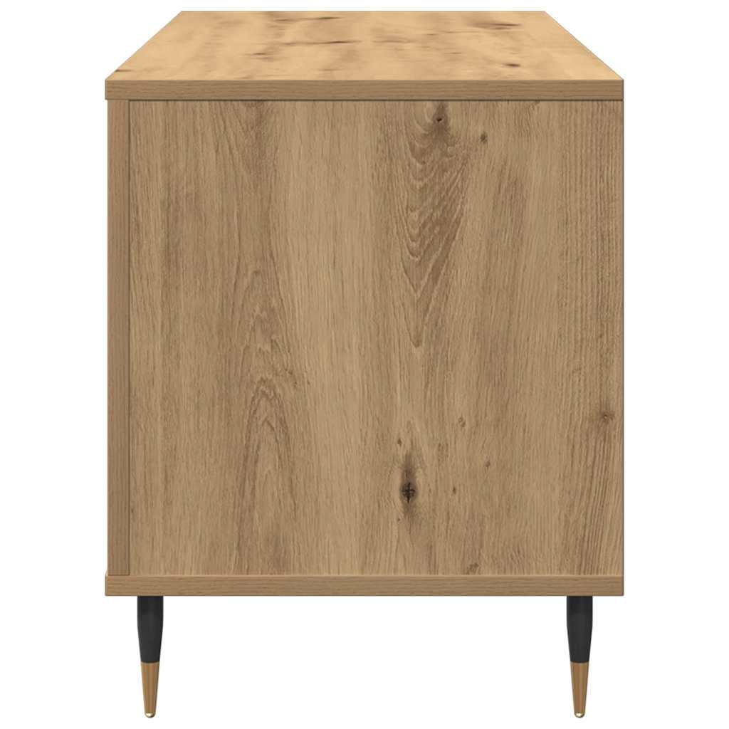 Artisan oak record cabinet with shelf 100 x 38 x 48 cm