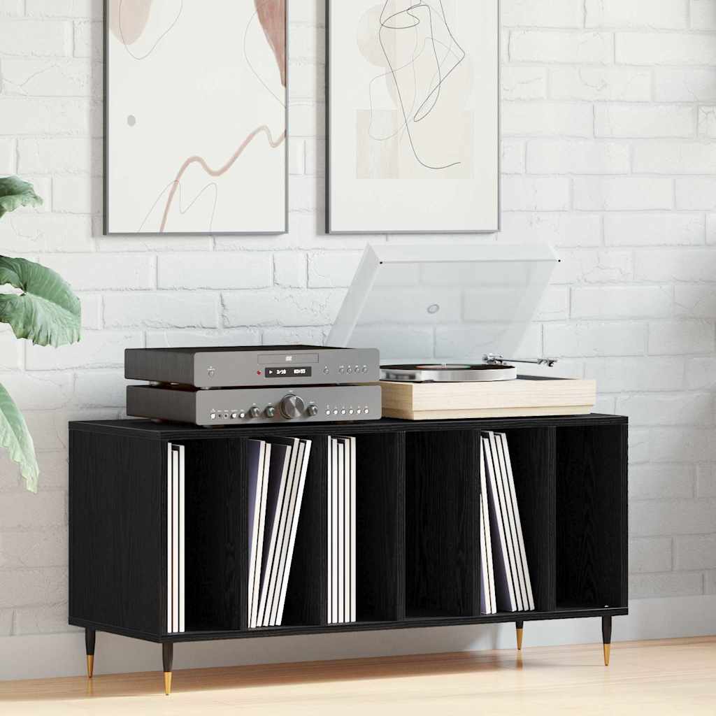 Record cabinet with shelf Black oak 100 x 38 x 48 cm