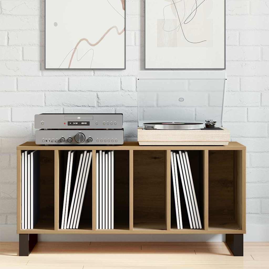 Artisan oak record cabinet with shelf 100 x 38 x 48 cm