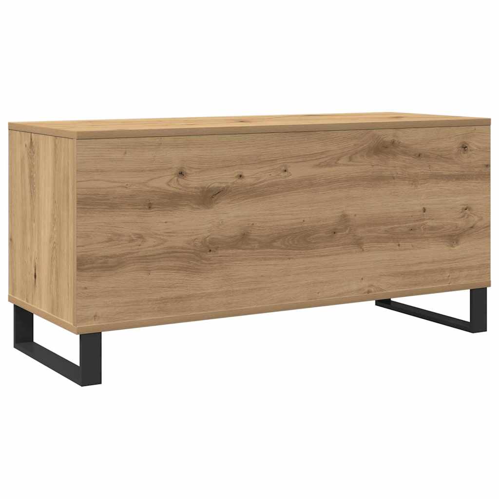 Artisan oak record cabinet with shelf 100 x 38 x 48 cm