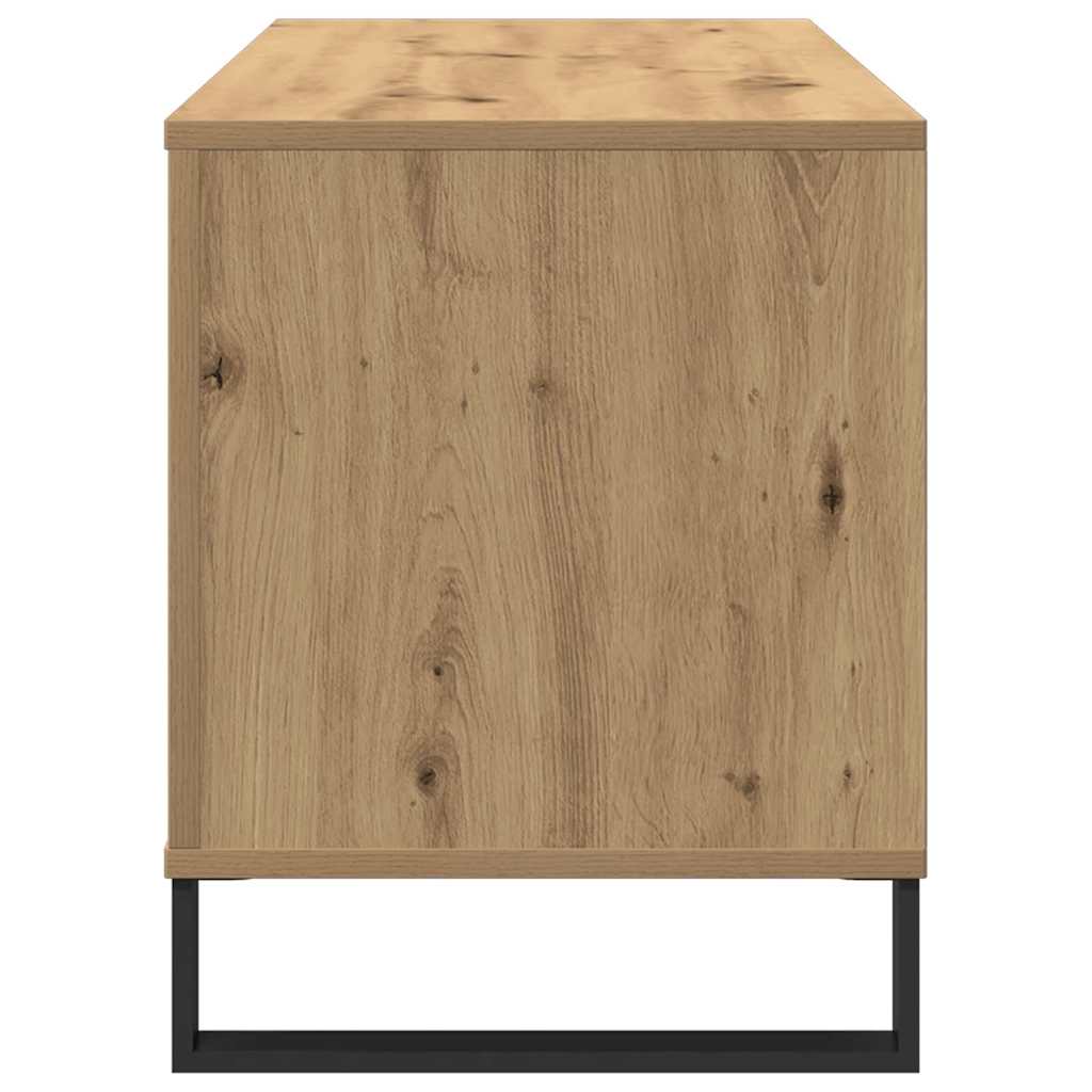 Artisan oak record cabinet with shelf 100 x 38 x 48 cm
