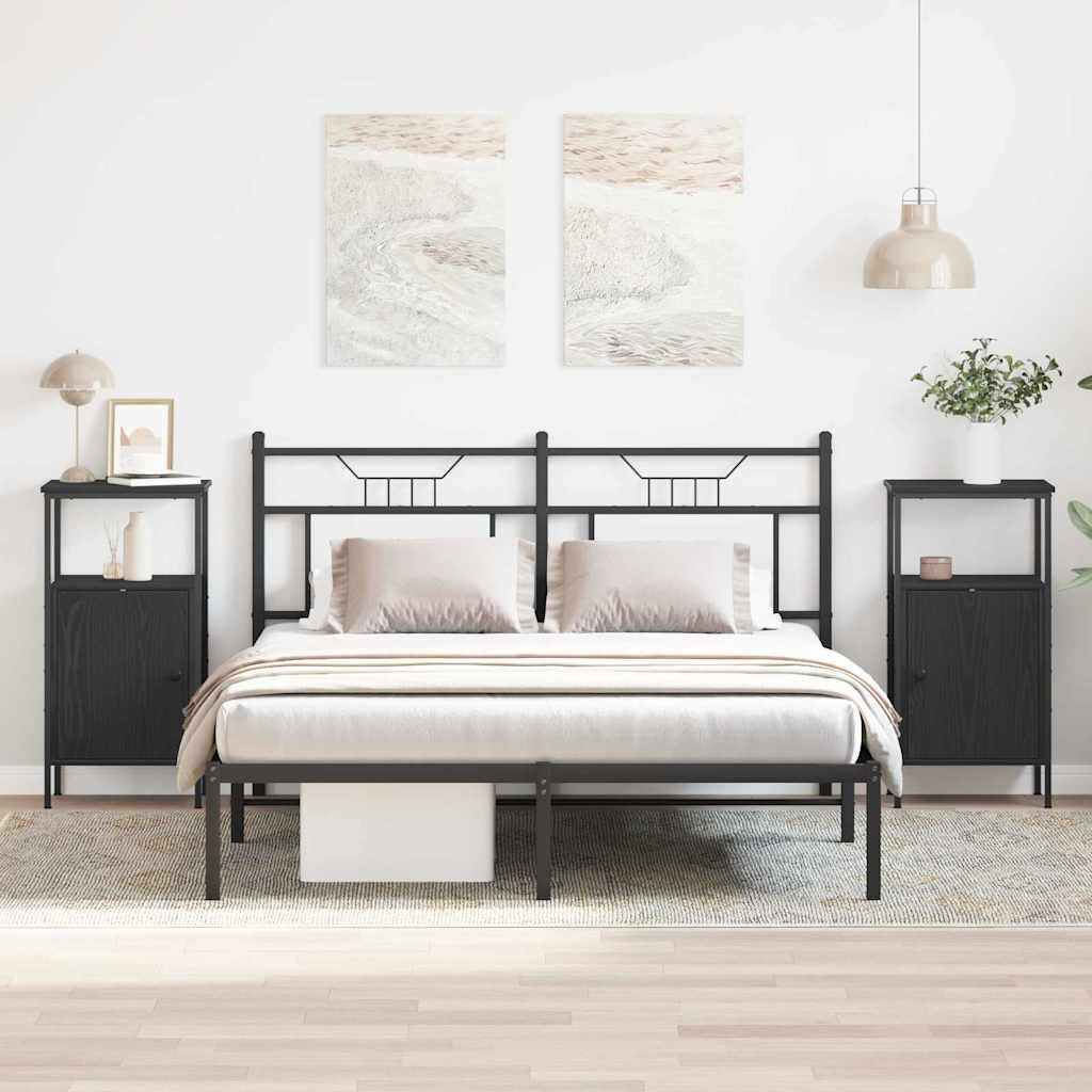 Šalia lovos spintelė 2 pcs Juodas ąžuolas 41 x 31 x 80 cm