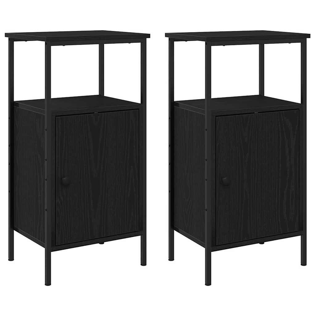 Šalia lovos spintelė 2 pcs Juodas ąžuolas 41 x 31 x 80 cm