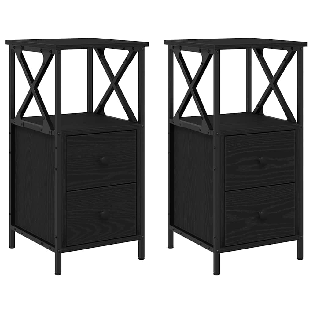 Šalia lovos spintelė 2 pcs Juodas ąžuolas 34 x 35,5 x 70 cm