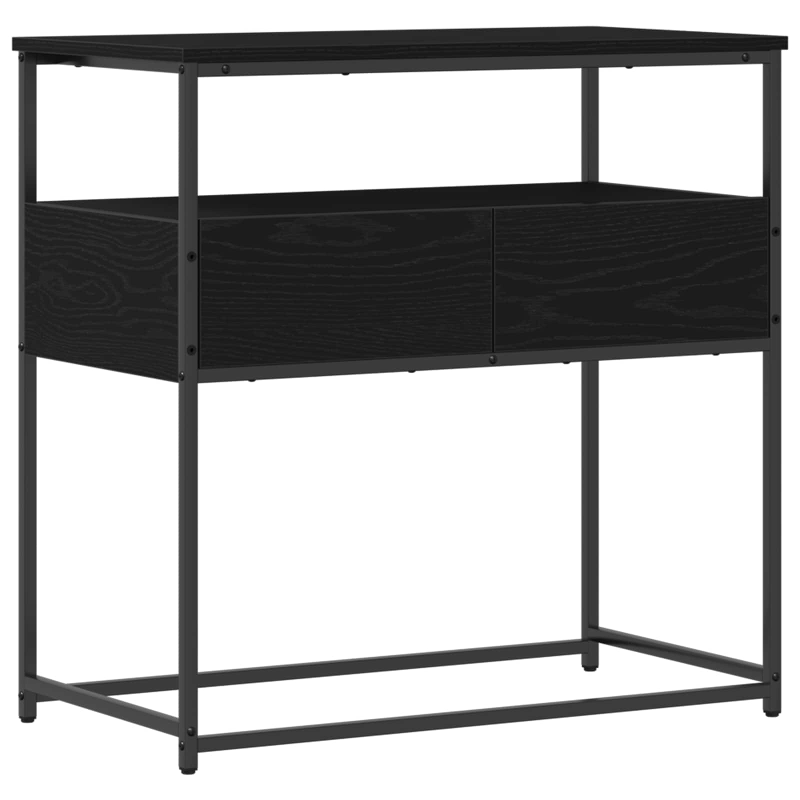 Konsoles galds ar atvilktni, melns ozols, 75 x 40 x 75 cm