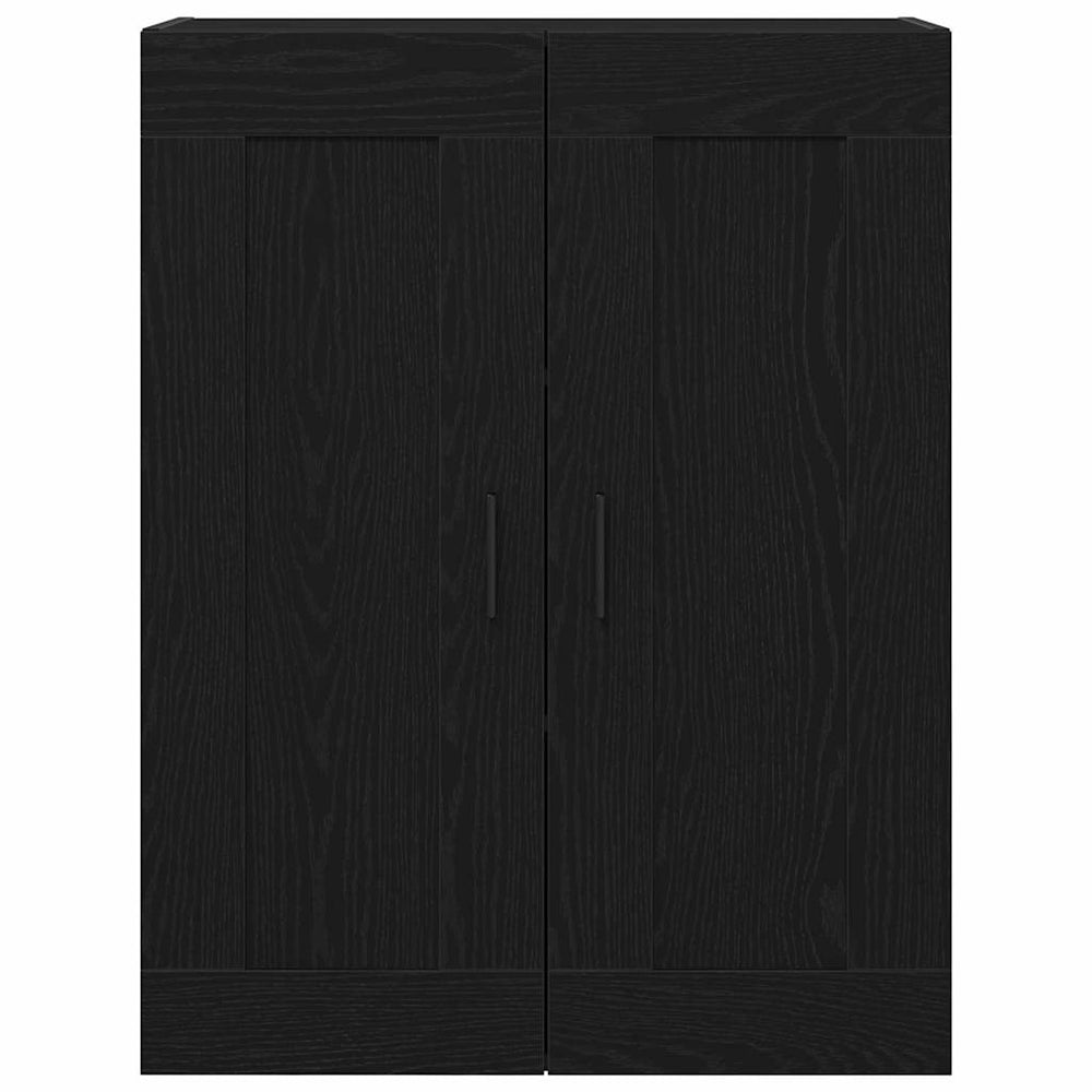 Juodas Ąžuolo Sieninis Kabinetas 69,5x34x90 cm Iš Inžinerinės Medienos