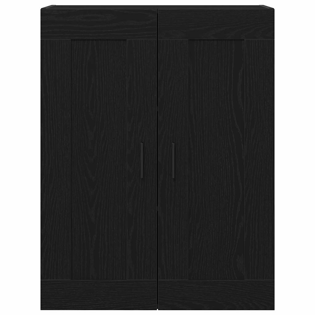 Juodas Ąžuolo Sieninis Kabinetas 69,5x34x90 cm Iš Inžinerinės Medienos