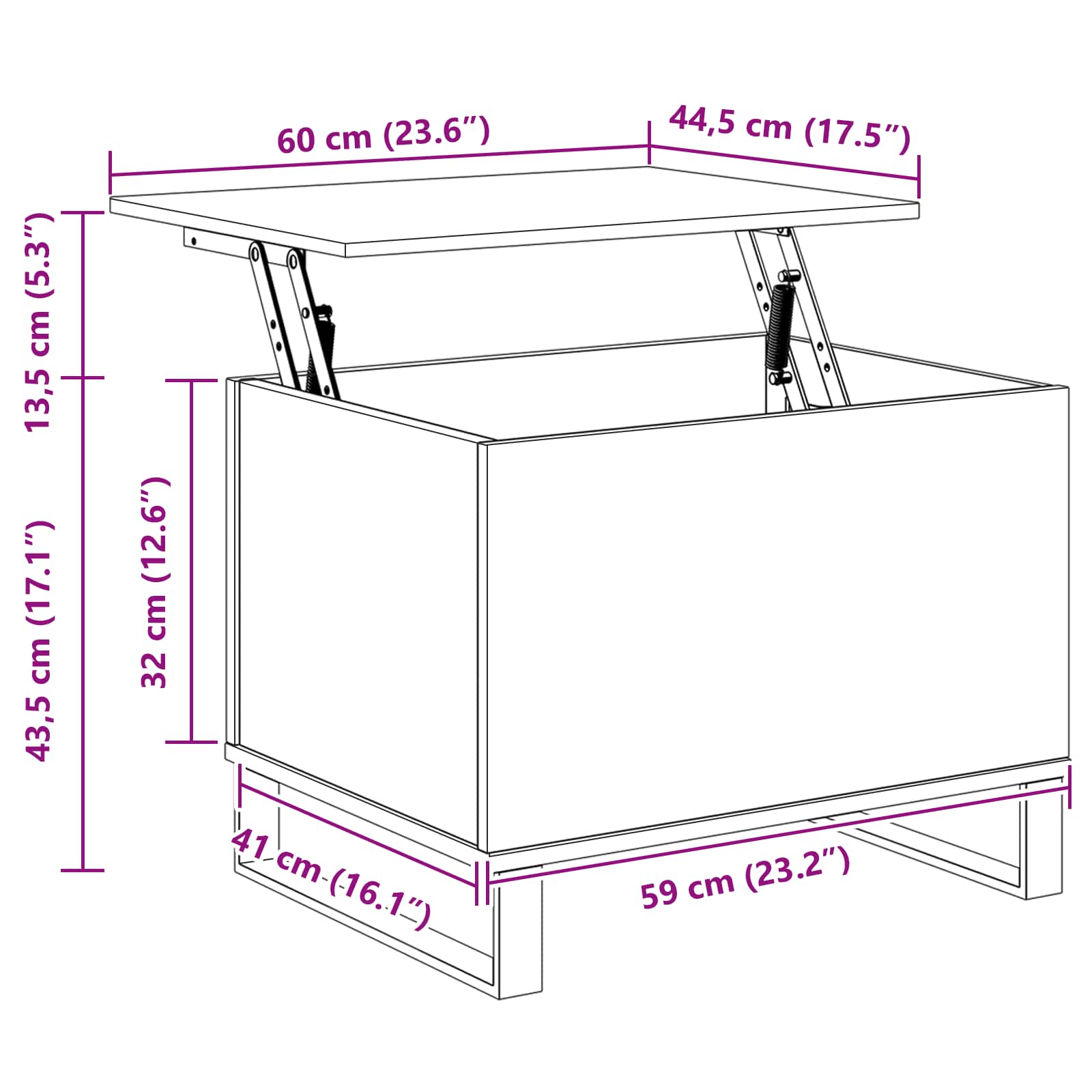Coffee Table Black Oak 60 x 44.5 x 45 cm