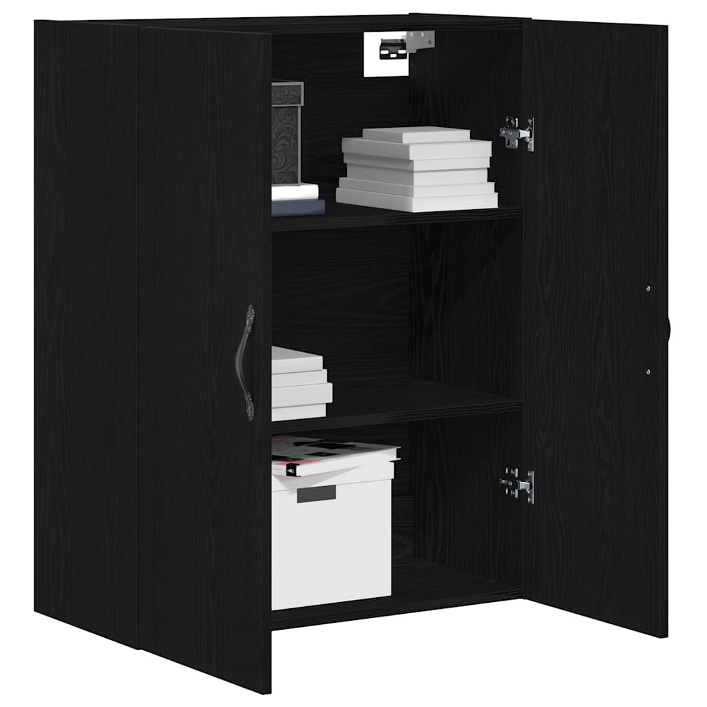 Wall-mounted wardrobe black oak 69.5 x 34 x 180 cm