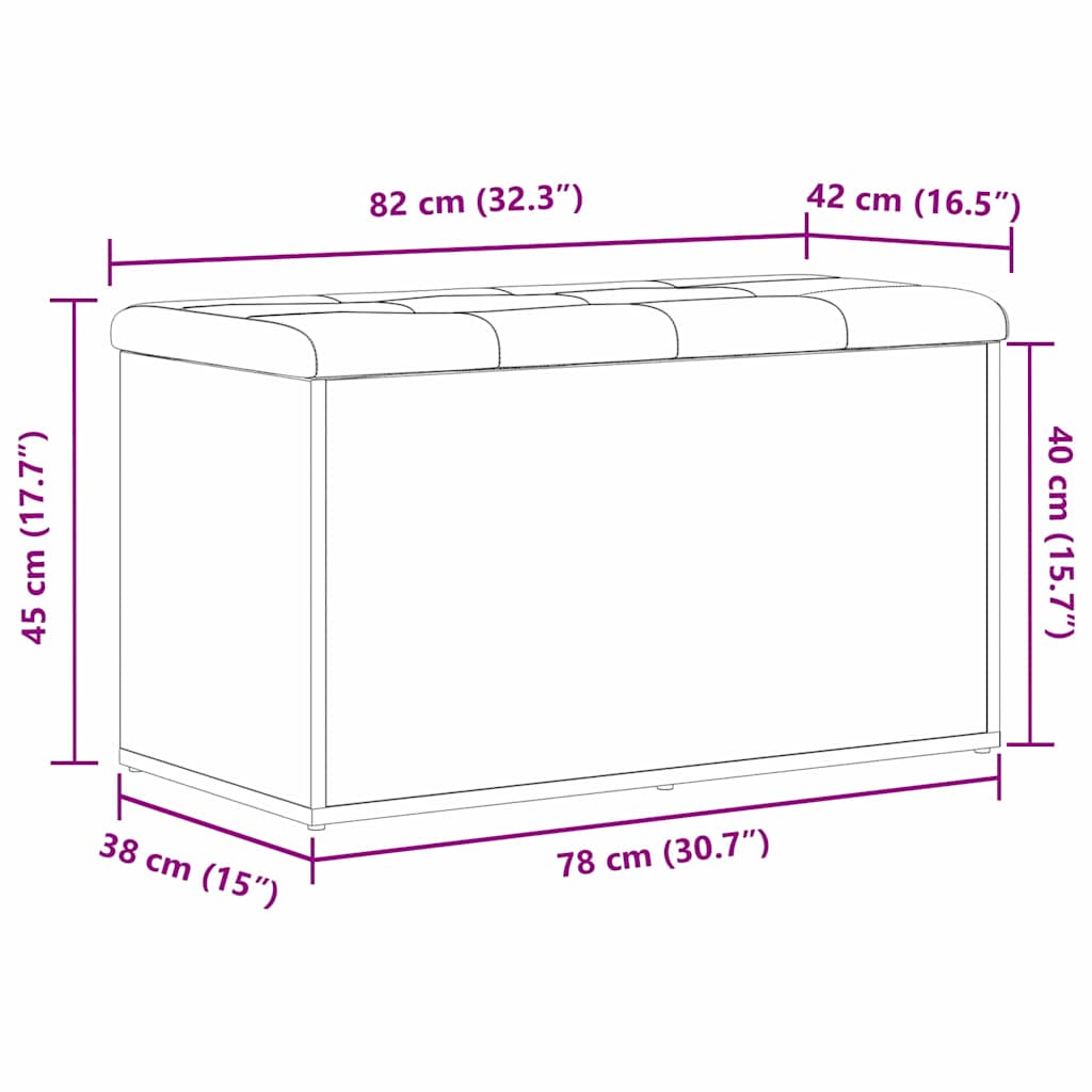 Glabāšanas sols Melns ozols 82 x 42 x 45 cm Inženierijas koks